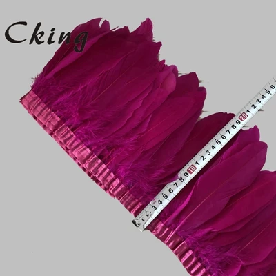 10 ярдов белый/черный/ярко-розовый Лебедь гусь перо отделка/бахрома/лента на косой ленты используется для одежды аксессуары 6-8 дюймов - Цвет: hot pink