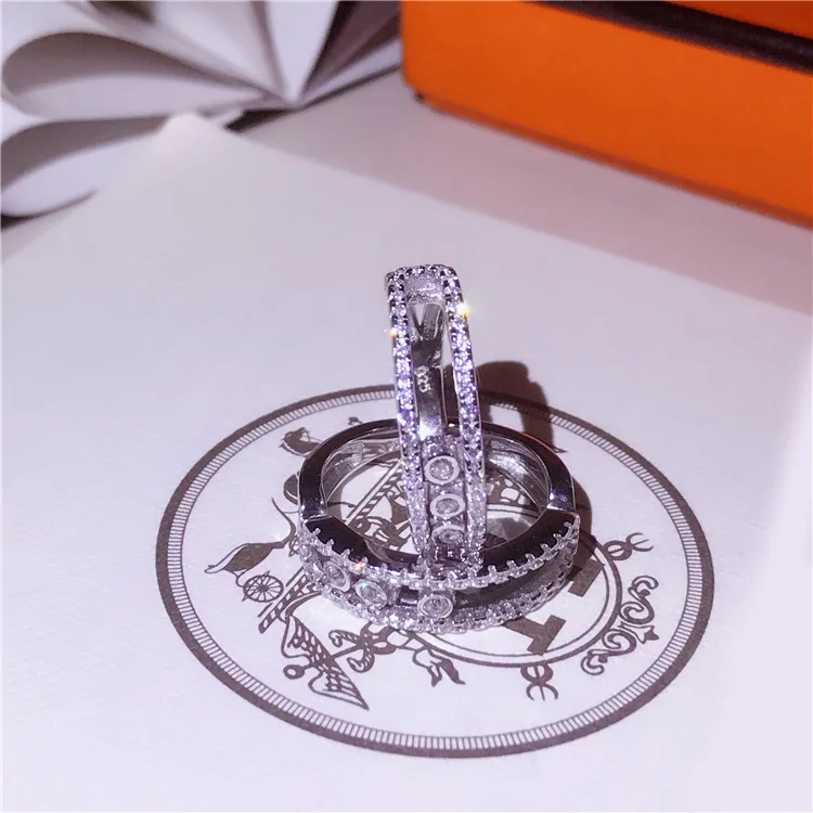 

High Quality Miniature Rhinestone Ring S925 Sterling Silver Full Rhinestone Ring For Women Silver Accessories size 6 7 8