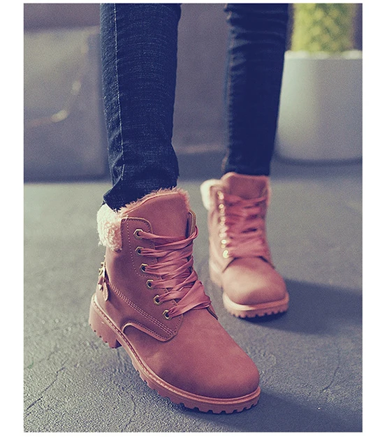 Зимняя обувь; женские зимние ботинки; Теплая обувь на толстом плюше для холодной зимы; Модные женские ботинки; женские ботильоны; цвет розовый; ZH2448