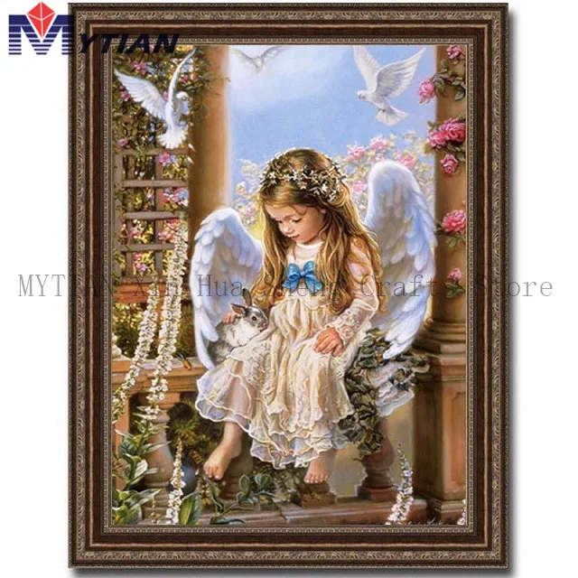 MYTIAN Angel Girl 5D Diy Алмазная Картина Настенная Наклейка полная мозаика кролик вышивка