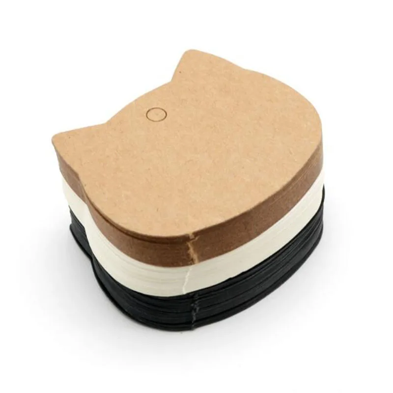 

100 Pcs/pack Cat Head Shape Paper Mark Tags Clothes Hanging Label Wedding Favors Gift Box Tag Card DIY Baking Bags Tag