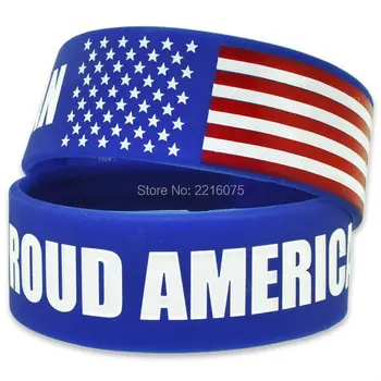 

300pcs one inch Proud American Flag 4th of July silicone wristband rubber bracelets free shipping by DHL express