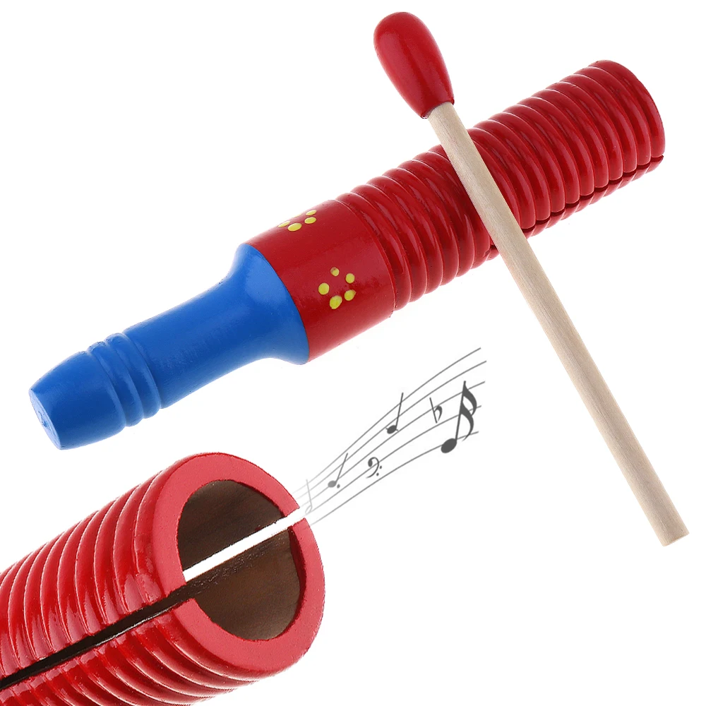 

Colorful Sound Tube Wooden Crow Kid Children Gift Wood Sounder Musical Toy Percussion Education Instrument with Stick