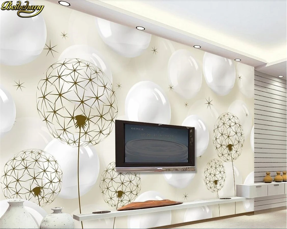 

beibehang Custom Photo Wallpaper Mural 3d Stereo Ball Dandelion Beige Simple TV Background papel de pared wall papers home decor