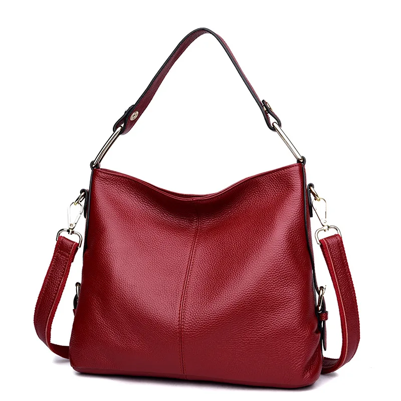 

European and American Style Simple Cow Leather Women Bags 100% Genuine Leather Handbag Tote Bag Shoulder & Crossbody Bag