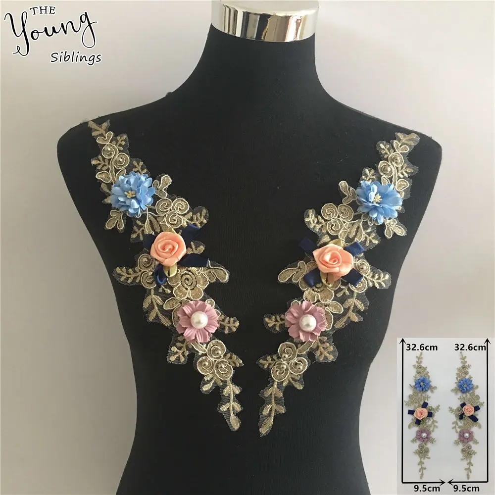 

High quality Embroidery DIY Lace Collar 3D Flower Sewing Lace Applique Neckline Clothing Accessory Craft supplies Scrapbooking