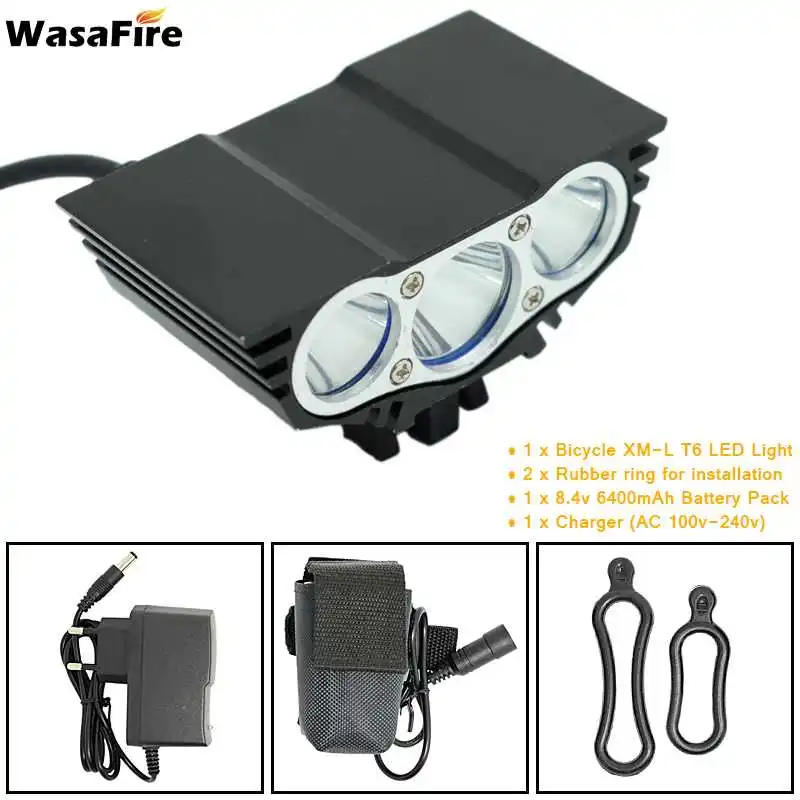 

WasaFire 15000Lm Headlamp 4 Mode Bike Light Front Bicycle Headlights Battery Light Bicycle 3* XM-L T6 LED Cycling Riding Lamps