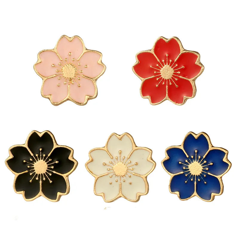 

New sweet series cherry blossom brooch drip flower collar badge clothing accessories female jewelry flower collar needle brooch