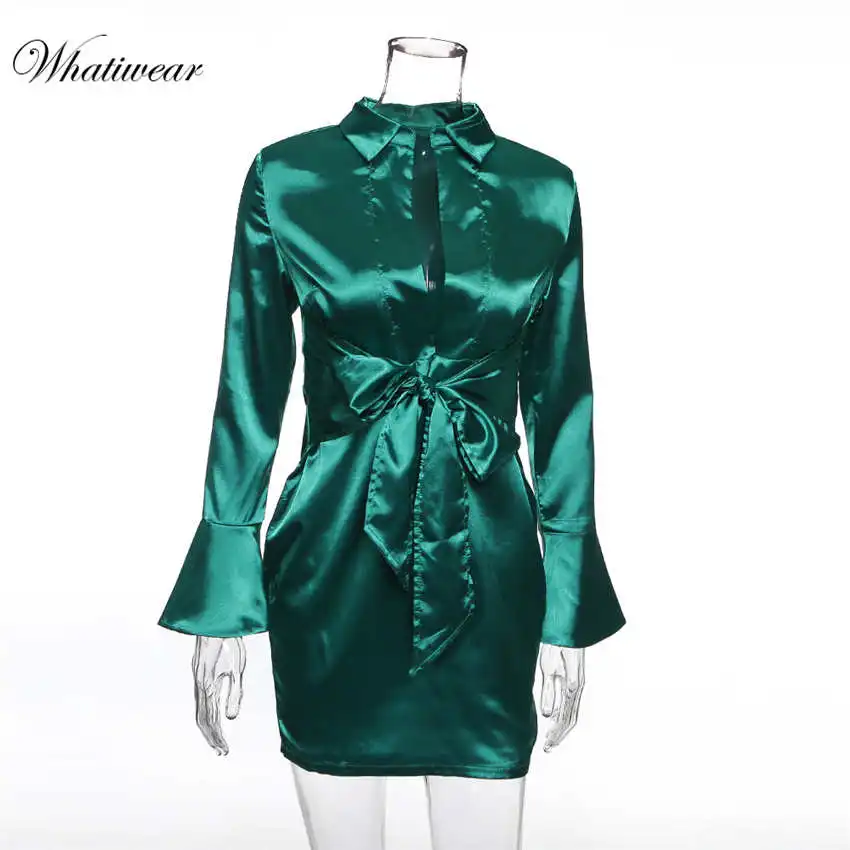 Whatiwear 2019 новое модное сексуальное платье с глубоким v образным вырезом и рюшами