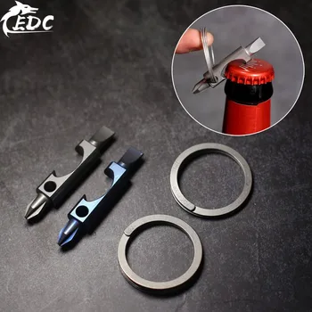 

A104 New Multifunction product Titanium alloy bottle opener EDC multi-tool mini key box opener word cross screwdriver EDC