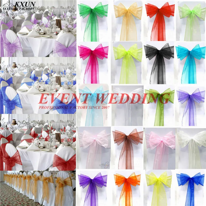 

Wholesale Price Sheer Ribbon Organza Wedding Decorations Chair Sash Chair Covers Bow Band Tie Decoration Supplies