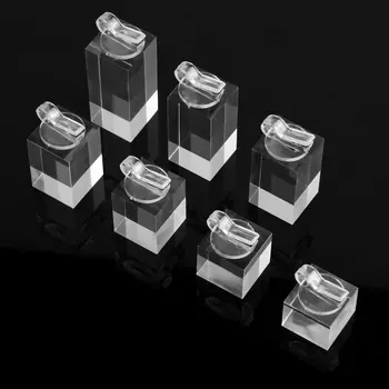 

7pcs/pack Clear Square Bottom Plexiglass Storage Organizer Rings Display Stand Holder Jewelry Showcase