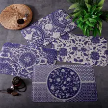 Китайский синий и белый фарфор вход ковер для гостиной пвх проволочная петля Дверной Коврик Гостиная коврик на пол в ванной нескользящий коврик