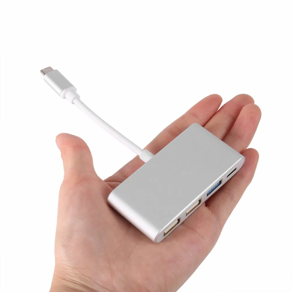 Mini type C usb-хаб из алюминиевого сплава 4 в 1 конвертер адаптер с 1 USB-C разъемом питания+ 1 USB 3,0+ 2 USB 2,0 порта Прямая поставка