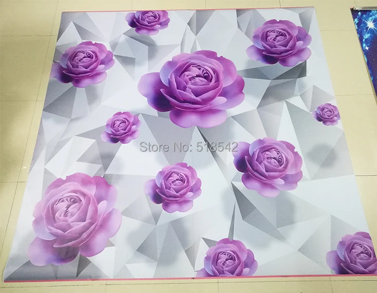 Пользовательские 3D Пол обои Пурпурная роза Гостиная Спальня Ванная комната пол Mural Картины ПВХ самоклеющаяся обои Водонепроницаемый