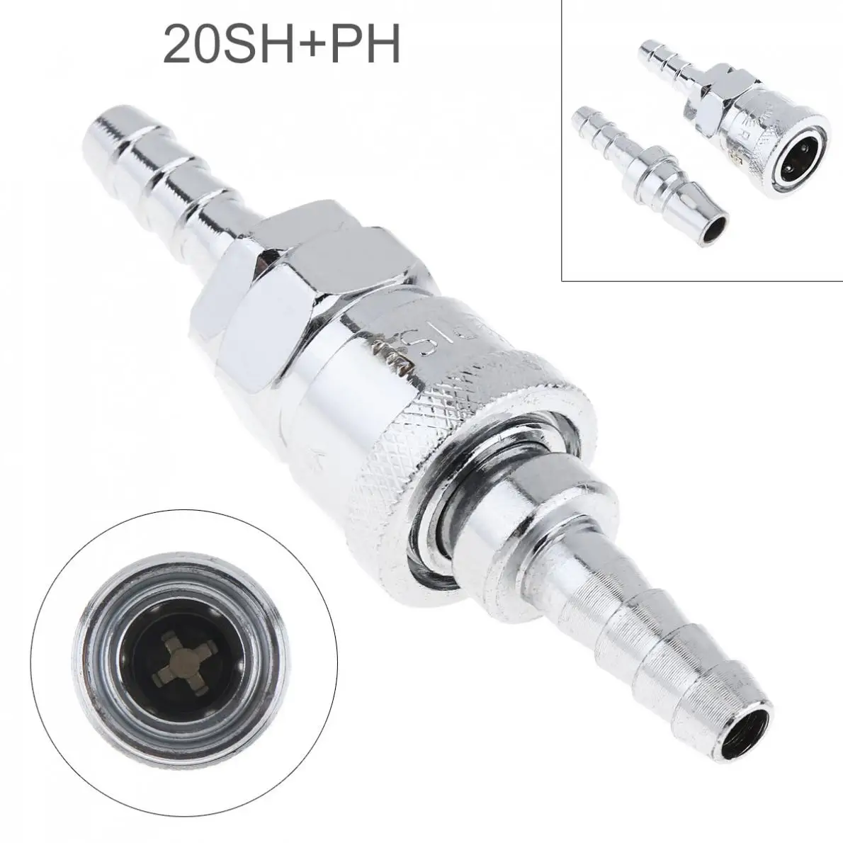 

2pcs/set Silver TL-S12 20SH+PH Pneumatic Fitting Quick High Pressure Connector with Dual-interface and Telescopic Buckle