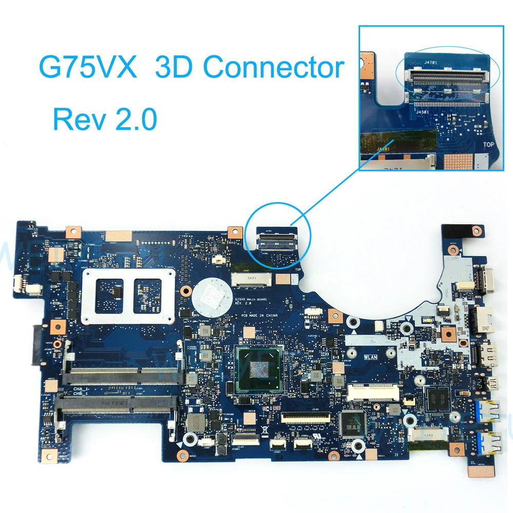 Материнская плата G75VX с 3D ЖК-разъемом для Asus G75V материнская ноутбука DDR3