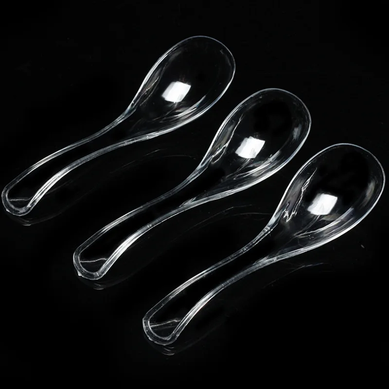 1000pcs Disposable Transparent Plastic PS Spoon Takeaway Soup Porridge