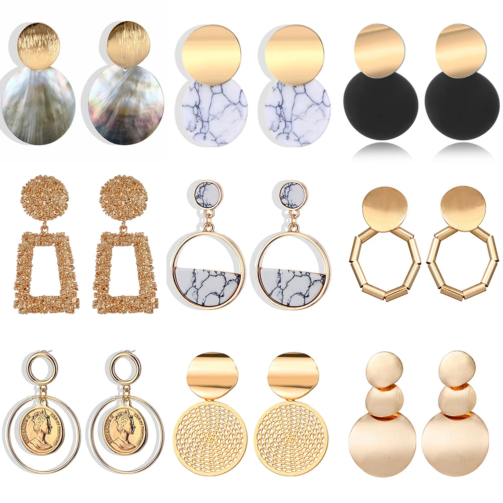 Новинка, Корейская версия сережек, женские модели, круглые серьги в форме сердца, модные большие золотые геометрические ювелирные изделия