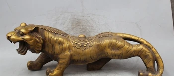 

23" Chinese Folk Feng Shui Bronze Zodiac Year Money ferocious Tiger Statue Sculp