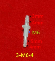 3-M6-4 трубы ftting, пластмассовый разъем, соединение шланга, адаптер 100 шт