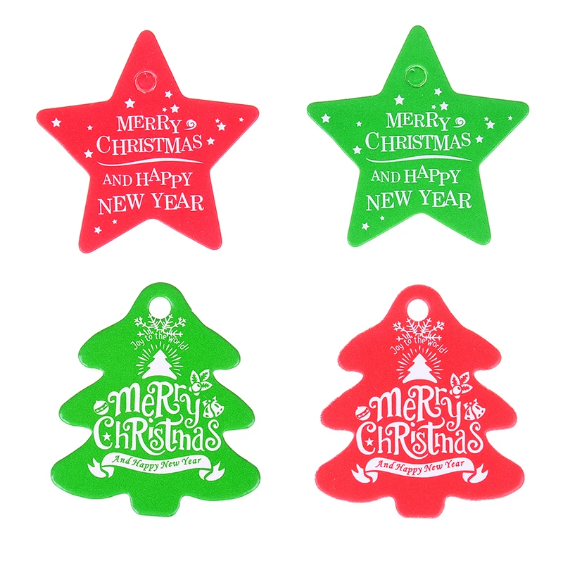 100Pcs Christmas Tree⋆ Paper Tags Christmas Kraft Paper Card Tag Labels DIY Scrapbooking Crafts Wedding Party Decor