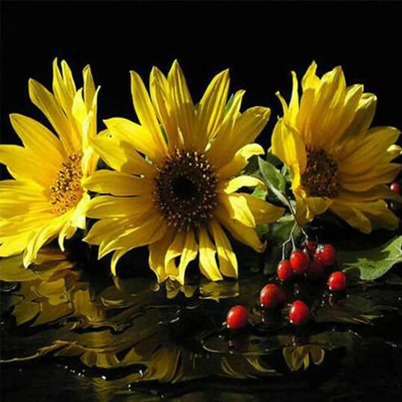 Art 5D Diy Diamond Painting Cross Sunflower Full Mosaic Embroidery Scenery Needlework Home Decor | Дом и сад