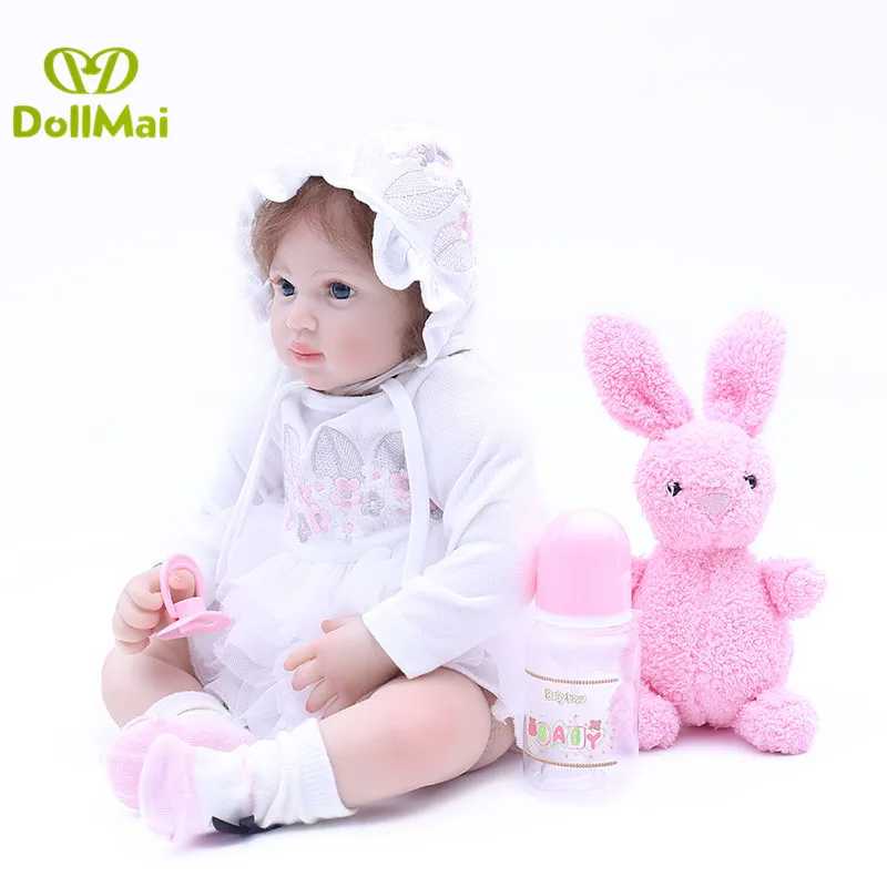 Кукла bebe 20 дюймов reborn мягкая ткань силиконовая Babes фиолетовый комплект одежды