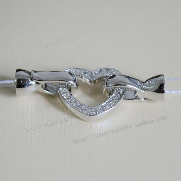 

925 silver quality necklace buttons heart bowl diamond zircon connect buckle connector diy