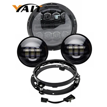 

Yait 7 inch Round LED Headlight + fog light + ring For Haley Davidson motorcycle