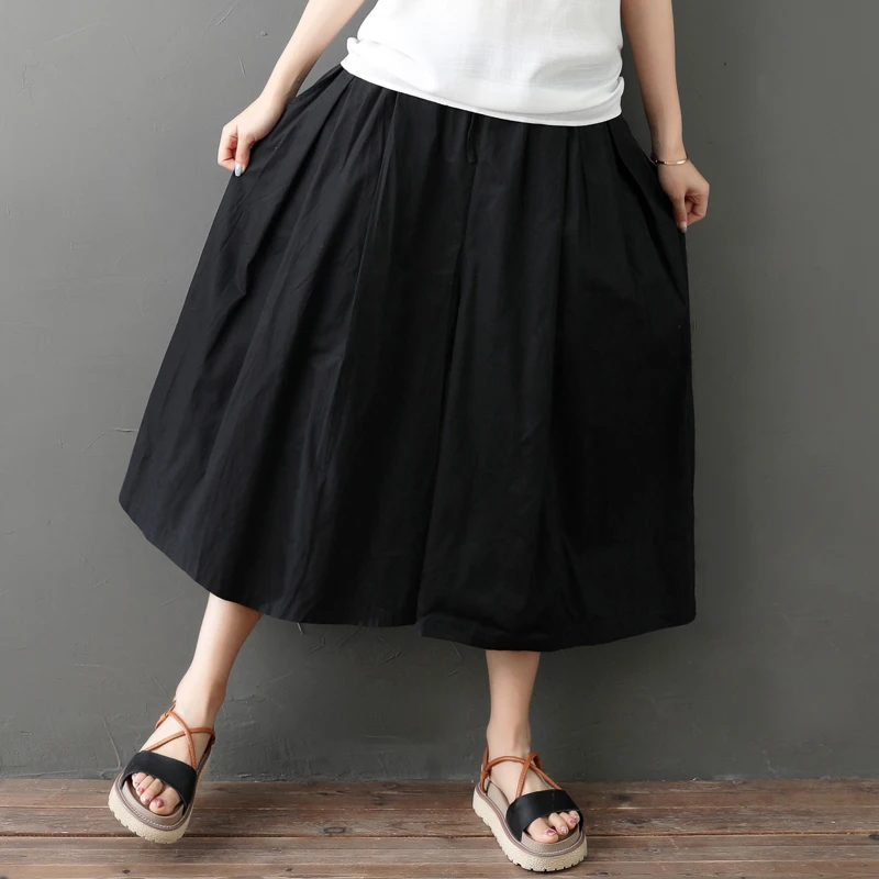 #0609 Wide Leg Pants Loose Casual Elastic Waist Cotton Linen Pleated Pants Women Korean Fashion Calf-length Trousers Big Size #0609 Wide Leg Pants Loose Casual Elastic Waist Cotton Linen Pleated Pants Women Korean Fashion Calf-length Trousers Big Size