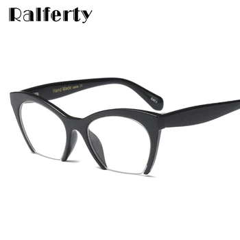 

Ralferty Vintage Half Frame Eyeglasses Cat Eye Glasses Frame For Women Black Clear Optical Glasses Spectacles gozluk F97651
