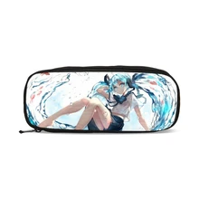 Хацунэ Мику принты Пенал Холст Школьные принадлежности Органайзер Кошелек для девочек Kawaii школьный милый пенал для детей ручная сумка