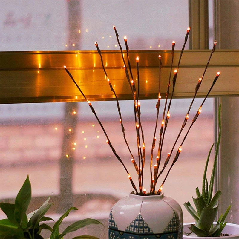 Christmas Wicker Vase Decorative LED Lights1