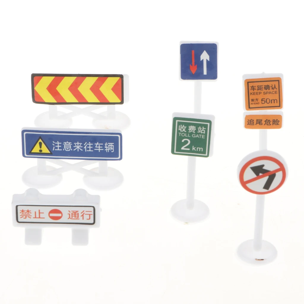 56 pieces Kids Block Street Traffic Signs Kid Children's Educational Toy for Traffic Knowledge Learning Car & Train Playset Gift