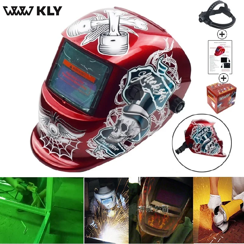 

WWW KLY Skull Solar Auto Darkening Electric Welding Mask Helmet Welder Cap Welding Lens for Welding Machine