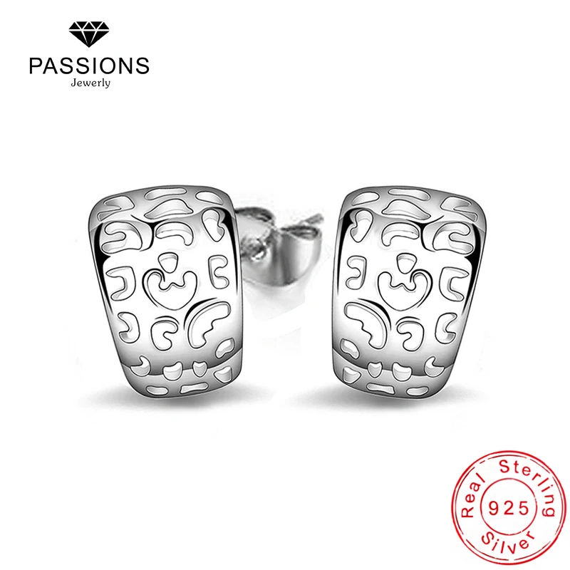 

Hot Sale Vintage Hollow Stud Earrings 925 Sterling Silver Half Circle Elegant Stud Earrings For Women Fashion Earring Jewelry