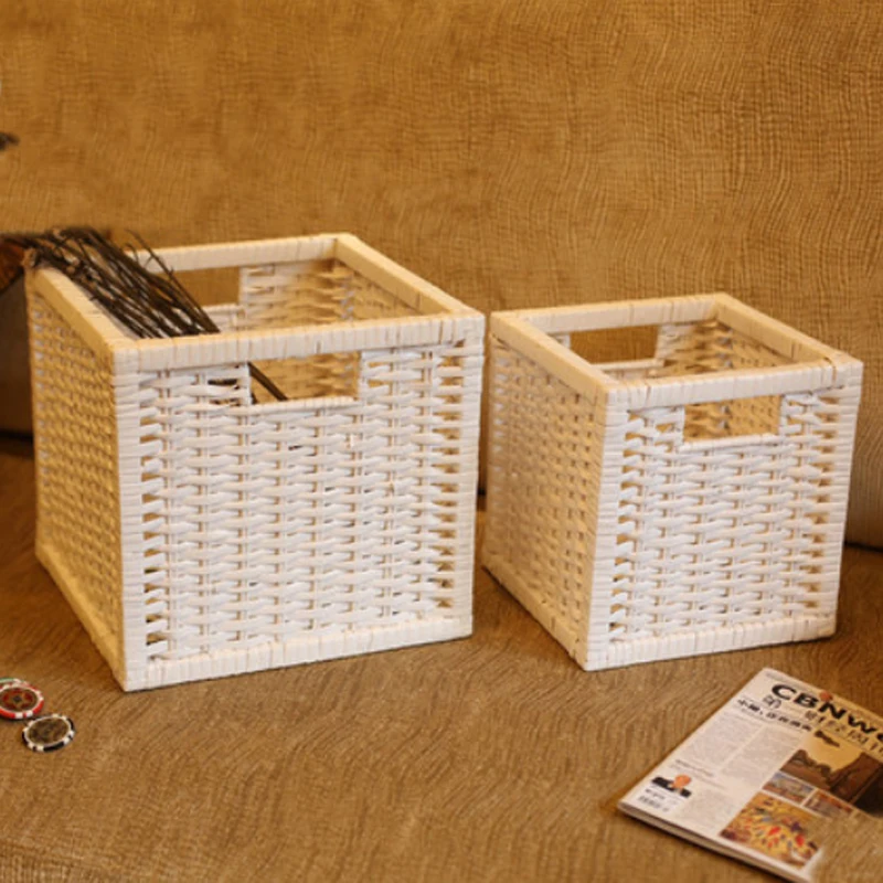 Large Storage Baskets Wicker Basket Laundry Fabric Basket Small Decorative Storage Basket Rattan Box Sundries Organizer Wasmand