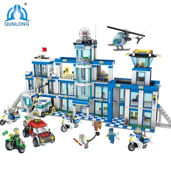 

1397pcs City Police Station Building Blocks Compatible City helicopter motorcycle Brick Boy Girl Children Friend Gift