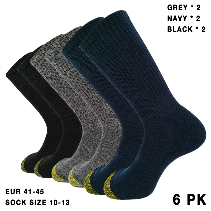 Findcool Men Cotton Socks for Men Crew Socks 3 or 6 Pairs Half Terry Socks Men Big Size EUR41-45 Combed Cotton Viscose