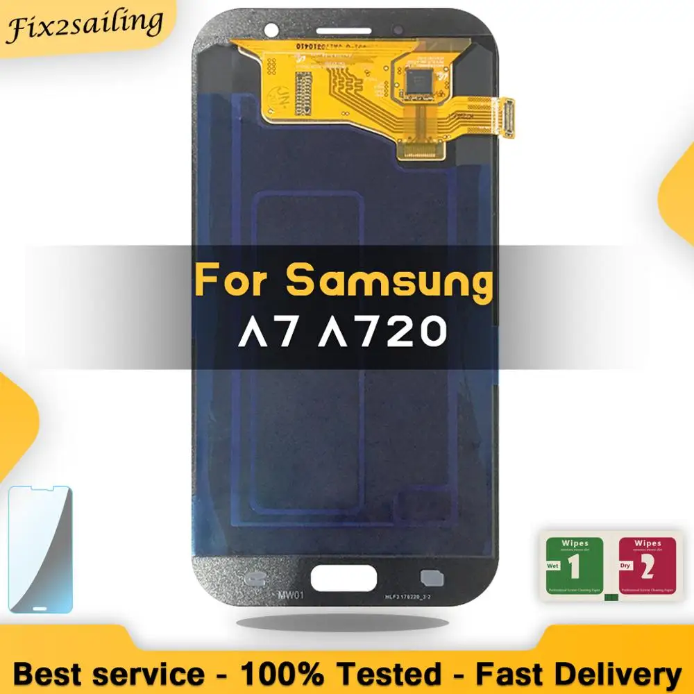 ЖК-дисплей для samsung Galaxy A7 A720M A720Y A720F A720FD кодирующий преобразователь сенсорного экрана в сборе Запчасти для авто