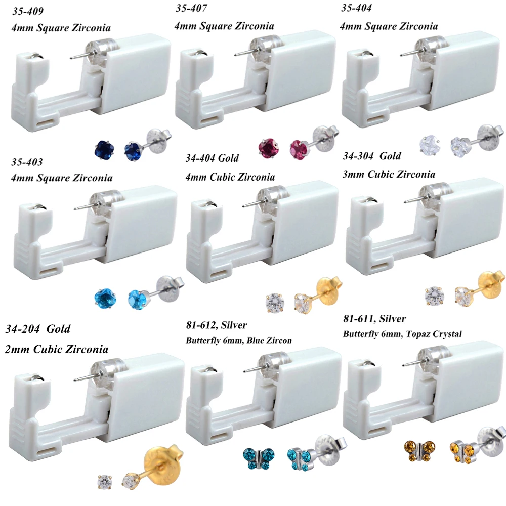 24pcs Disposable No Pain Safe Sterile Ear Stud Piercing Unit Kit For Children Nose Piercing Gun piercing Jewelry 2