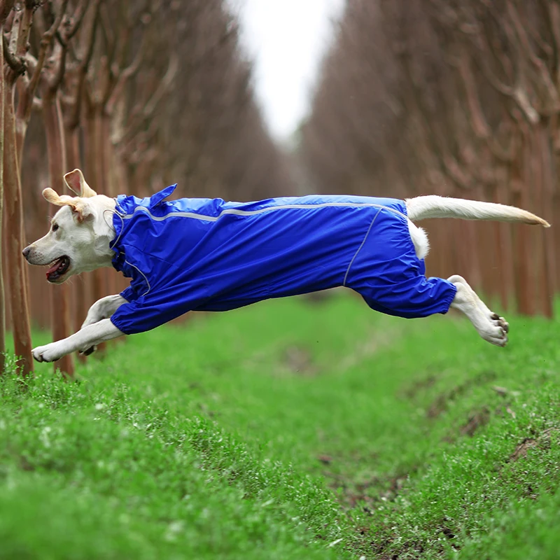 Плащ для собак Светоотражающая водонепроницаемая одежда с высоким воротом и капюшоном комбинезон для маленьких больших собак плащ-дождевик золотистый Лабрадор-ретривер