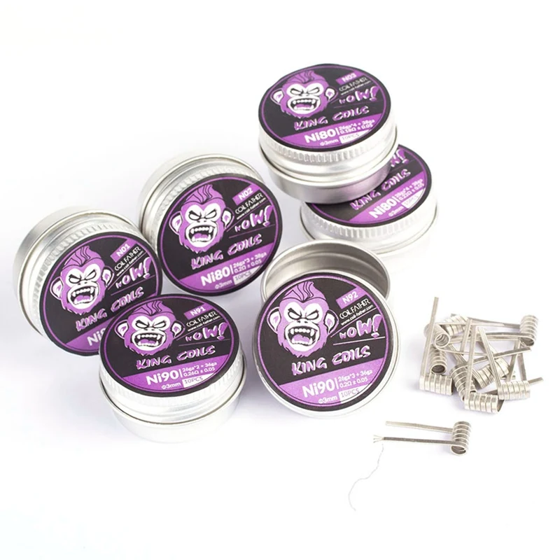 

Coil Father 10pcs/box Ni80 Ni90 Nichrome Coil Prebuilt Premade King Coils For Electronic Cigarette RDA RTA RBA RDTA Atomizer