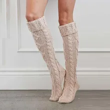 Calcetines largos de algodón hasta el muslo, para chicas y mujeres