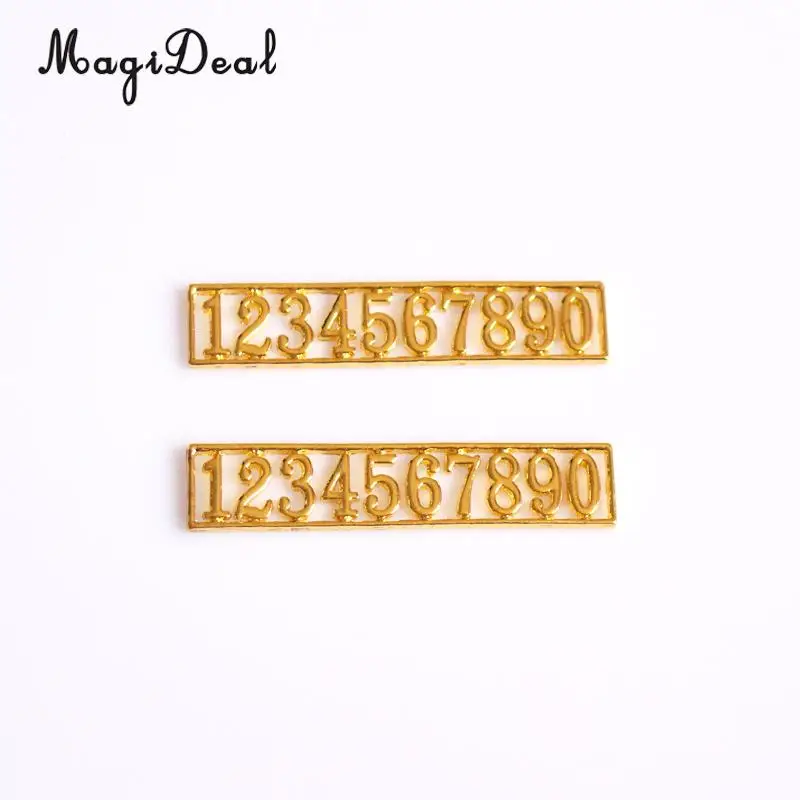 MagiDeal Vintage Design 1/12 Scale Golden Dolls House Miniature Set of Metal Numbers 0-9 Door for Office Bedroom Bar Pub Acce