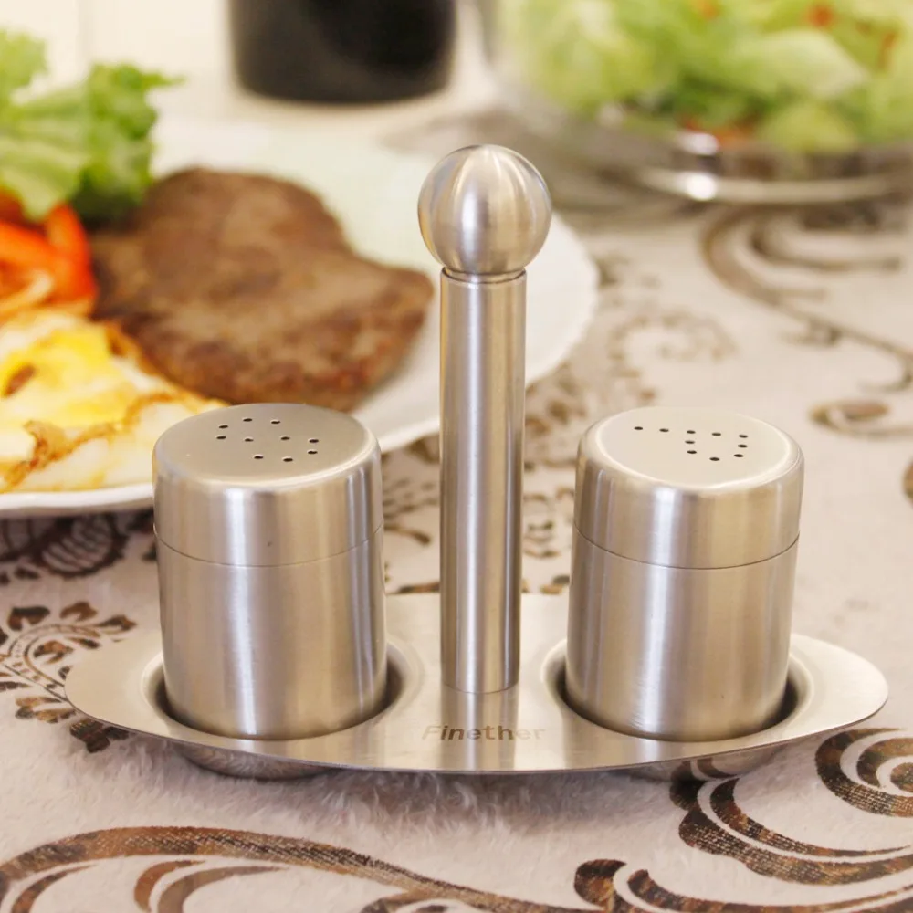 3 pcs/set Stainless Steel Spice Sugar Salt Pepper Herb Shaker