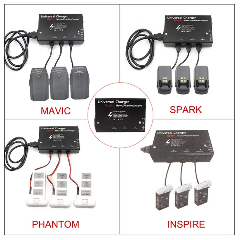 Универсальный Зарядное устройство 3 канала Выход 5V для DJI Spark Mavic Pro Phantom Inspire Drone Прямая поставка 1013