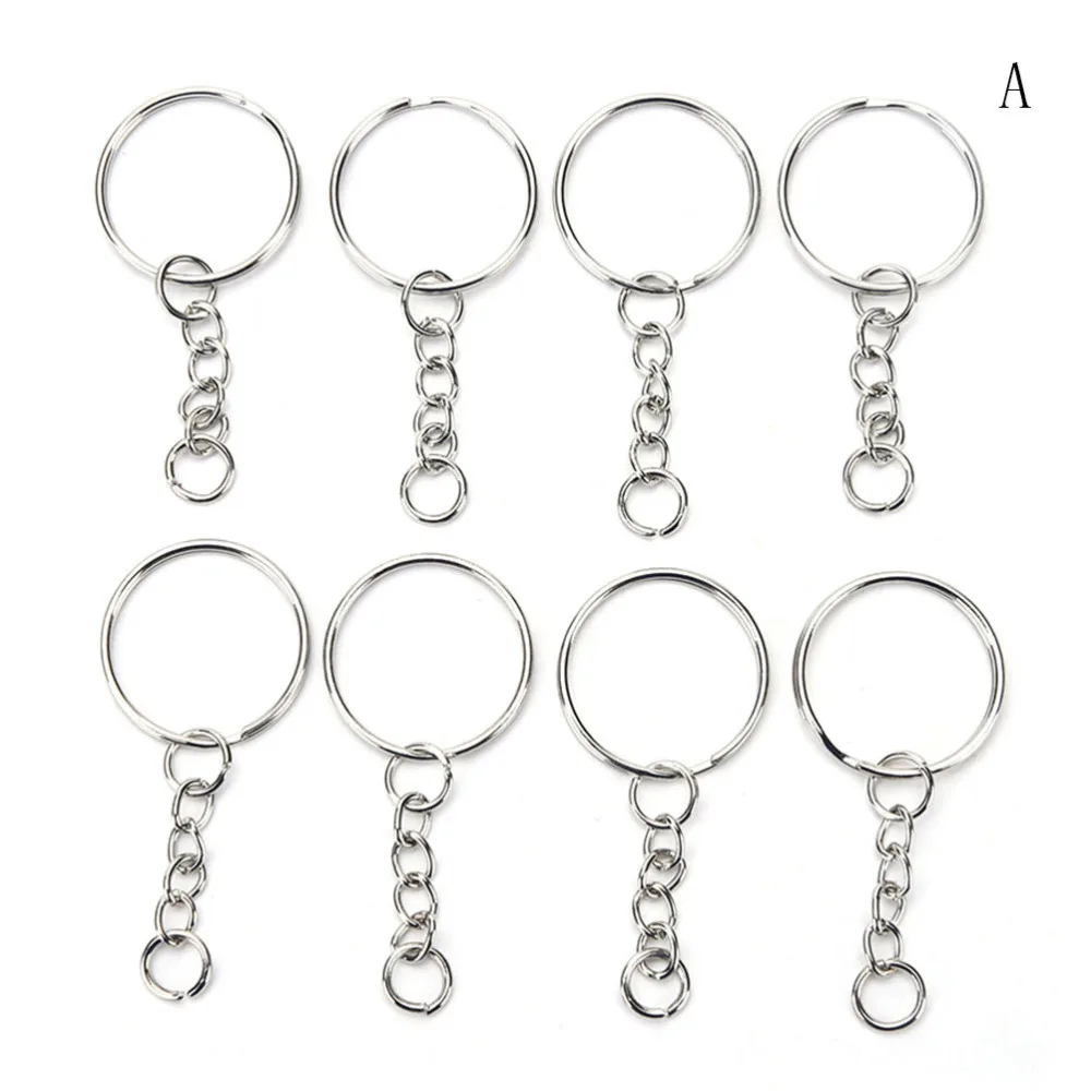 

100 Pcs/Set Silvery Key Chains Stainless Alloy Circle DIY 25mm Keyrings 3 Styles Jewelry Keychain Key Ring