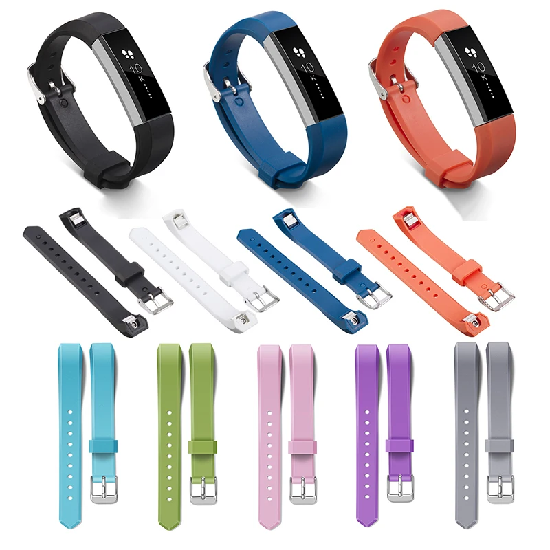 Sports Safety Replacement TPE Wristband Strap Metal Clasp Buckle For Fitbit Alta Bracelet Tracker Wrist Support Band Strap